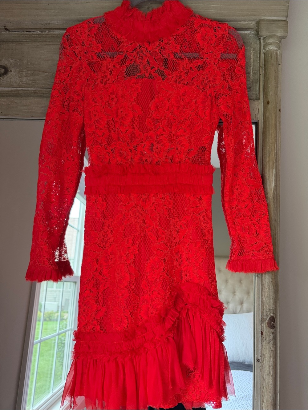 Alexis Red Lace Ruffle Dress